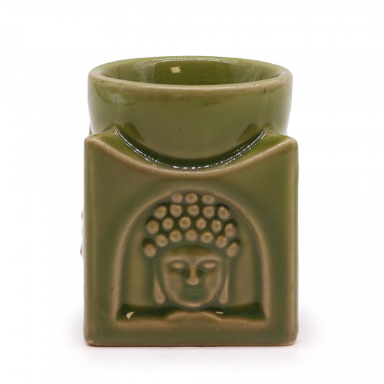 Quadratische Duftlampe aus Keramik "Buddha" | jade