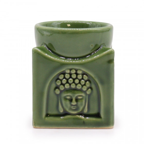 Quadratische Duftlampe aus Keramik "Buddha" | jadegrün